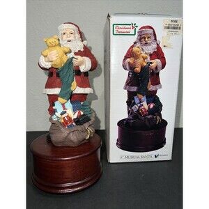Christmas Treasures Music Box Hand Painted Musical Santa 1990 Ron Gordon Design